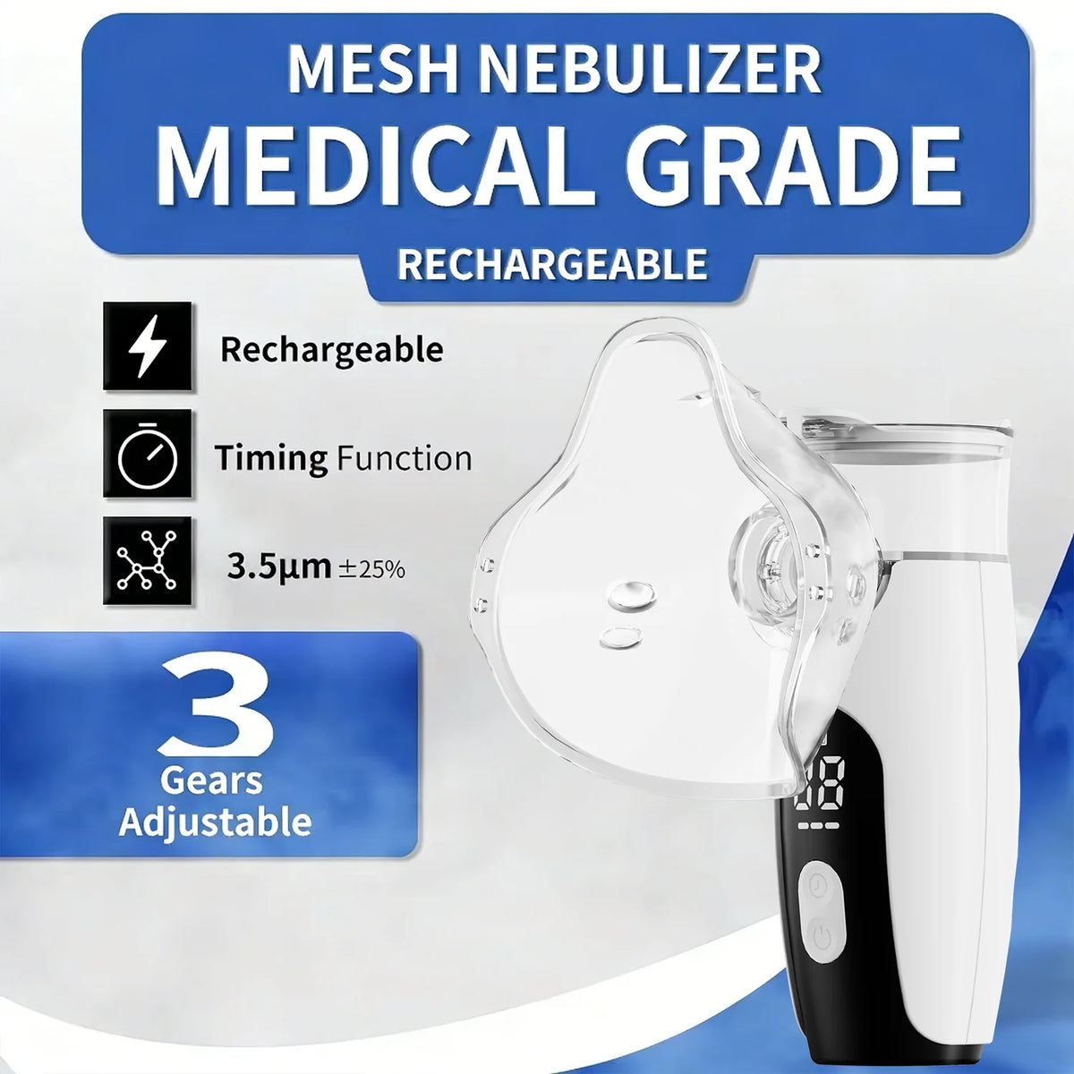 Medical Silent Ultrasonic Nebulizer Automizer Handheld Respirator Portable Asthma Humidifier for Kids Children Adult Health Care