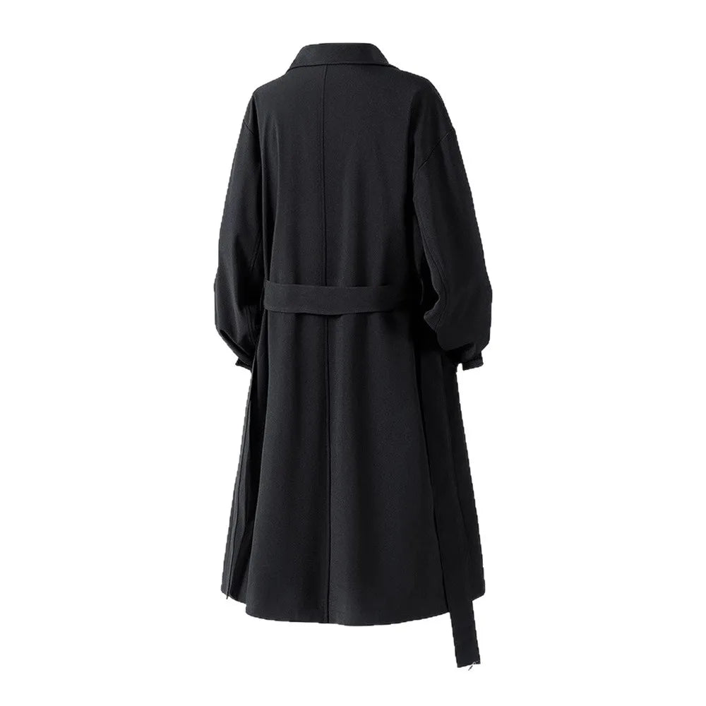 Mens Long Coat American Streetwear Vintage Over Knee Trench Coat