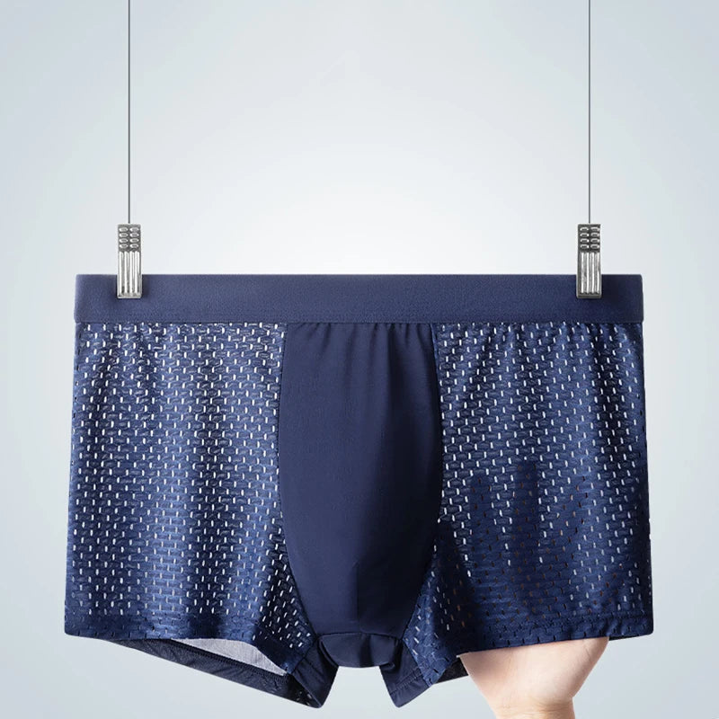 4pcs Men's Underwear Ice Silk Mesh Mens Plus Size Breathable Boxershorts