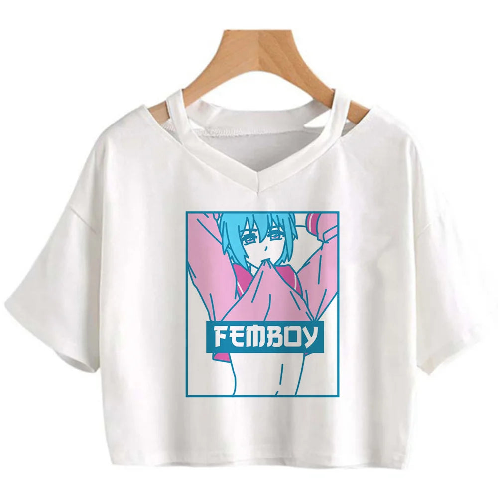 Femboy 90s vintage aesthetic crop top streetwear  2000s aesthetic tshirt