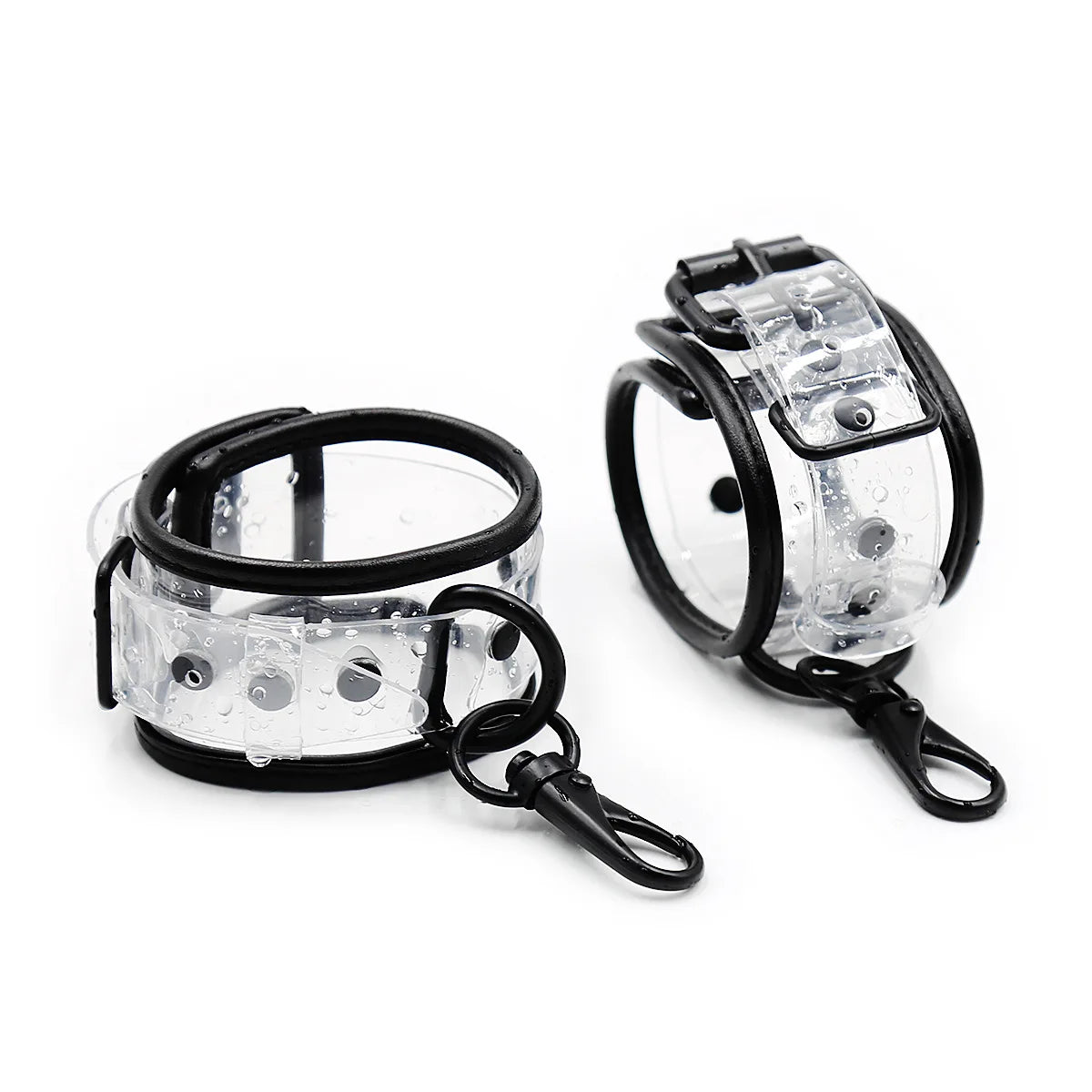 Transparent PVC Adjustable Handcuffs Ankle Cuffs Collar Bdsm Bondage Restraints Set