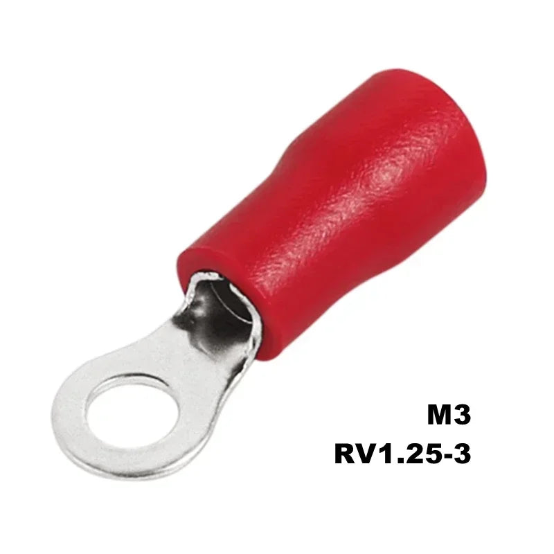 10/50/100Pcs Insulated Ring Terminal Crimp Connector Ring Cable Wire Connectors Cord Pin End Butt Terminals RV1.25 RV2 RV5.5