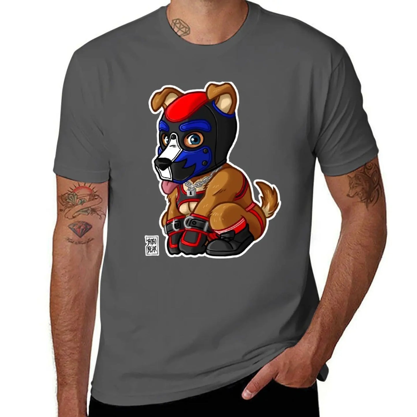 PLAYFUL PUPPY - BLUE RED MASK - BEARZOO SERIES T-Shirt up to 6XL