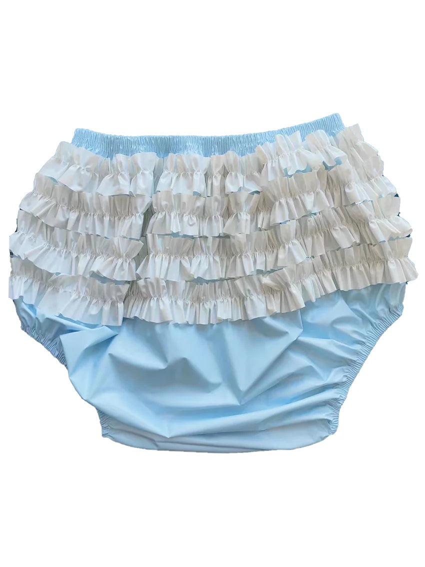 LanggKee Haian Baby PVC Frilly Pull-on Plastic Pants Color Blue