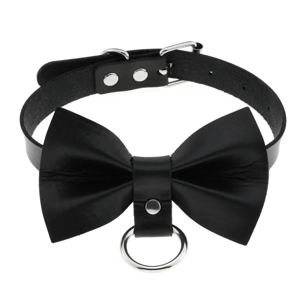 Gothic PU Leather Tassel Chain Choker Collars