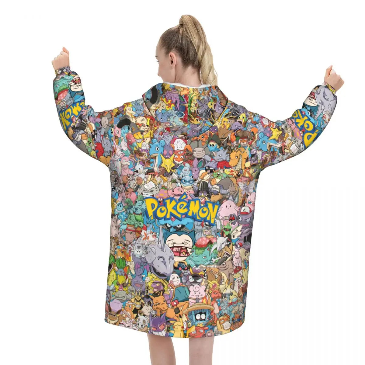 Pokemon Pikachus Blanket Hoodie Wearable Blanket Large with Pocket Warm Cozy Onesie