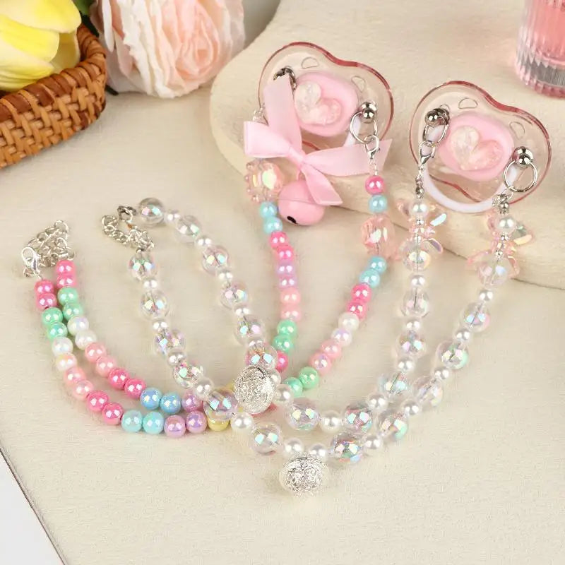 Sweet Beads Chain Pacifier Gag Collar Soft Silicone Adult Pacifier