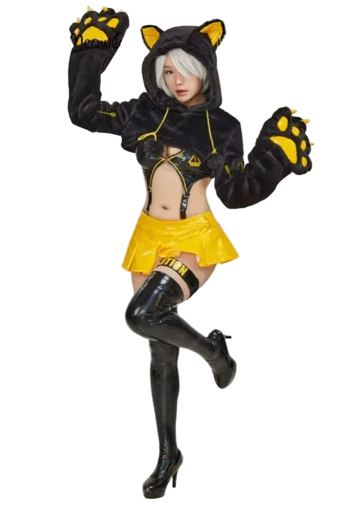 Fierce Fantasy Gothic Dark Yellow Maid Lingerie Set