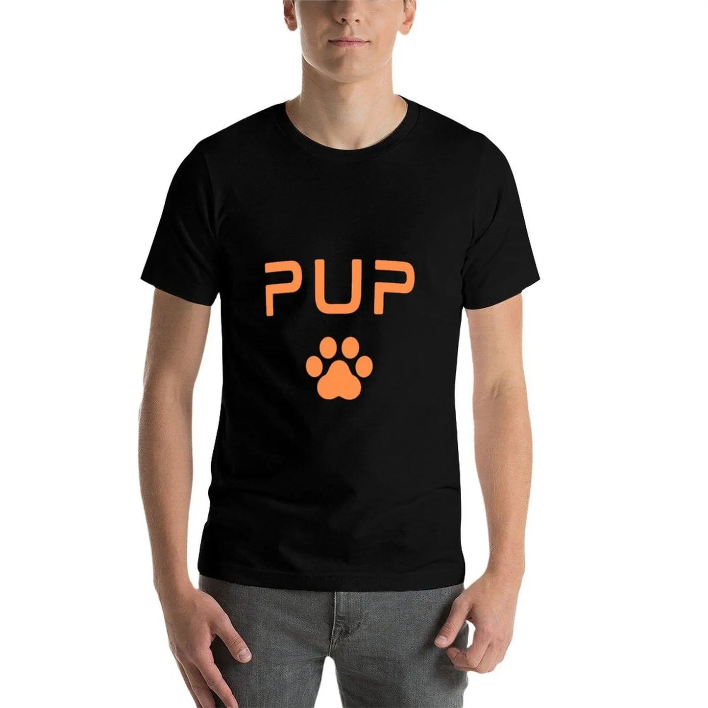 PUP Paw Print - Orange T-Shirt oversized mens cotton t shirts