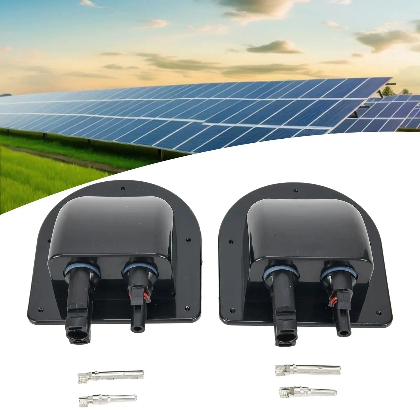 Waterproof Car Junction Box Solar Panel Cable Entry Gland Sealing Box Double Hole Curved Connector for RV Caravan Motorhome Boat