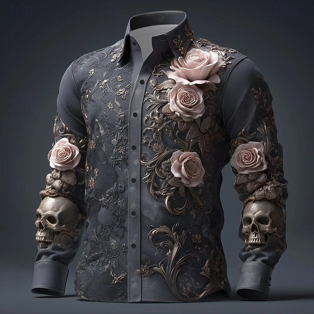 Long sleeved shirt 3D skull print quality