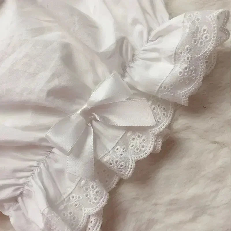 Women Lace Short Panties Imitation Silk Ruffle Anti Exposure Safety Pants Lolita Satin Knickers Shorts Dress Pettipant
