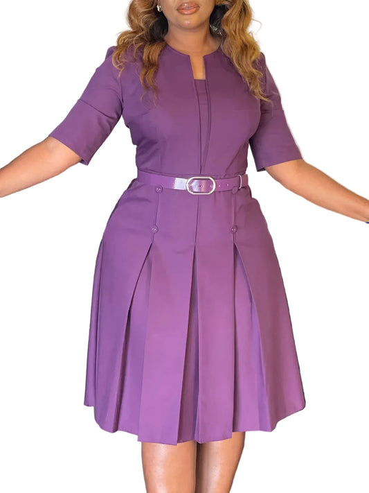 Solid Color Women's Dress