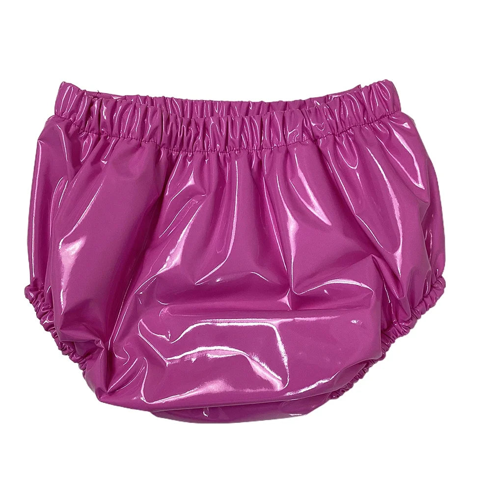 PVC Glossy Adult Baby Diaper Cover with Snap Buttons Wet look High Waist Sissy Up to 7XL