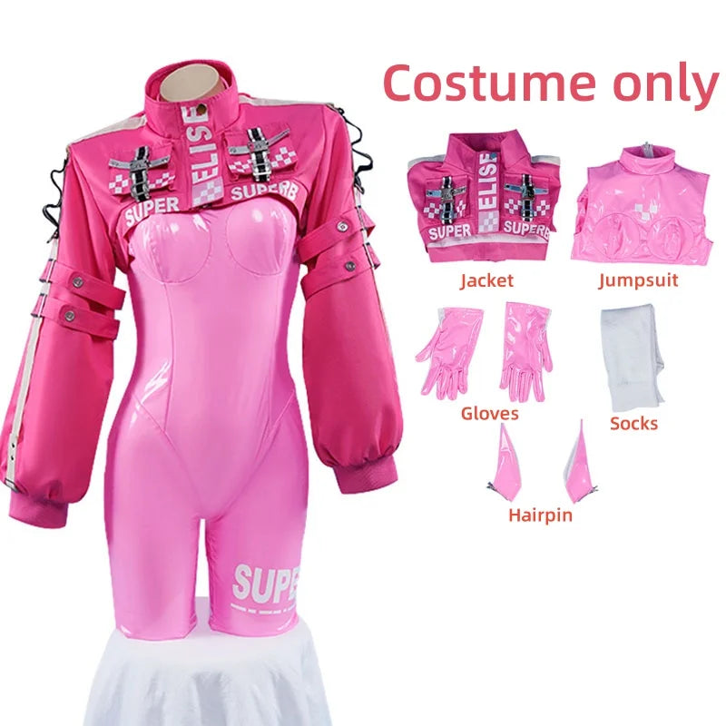 Nikki Alice Cosplay Costume Bodysuit with Ear Gloves Wig Cosplay