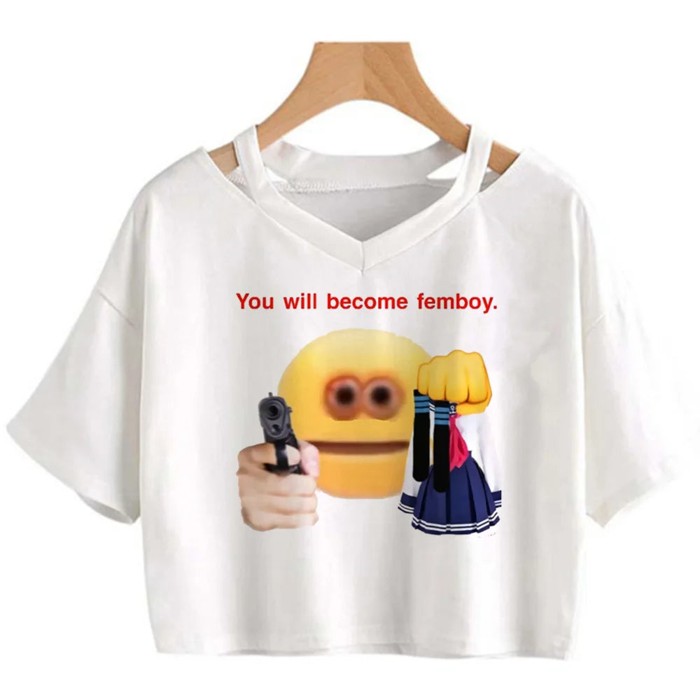 Femboy 90s vintage aesthetic crop top streetwear  2000s aesthetic tshirt