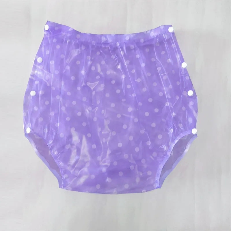 Polka Dot Clear PVC Snap Button Unisex ABDL Transparent Incontinence Shorts
