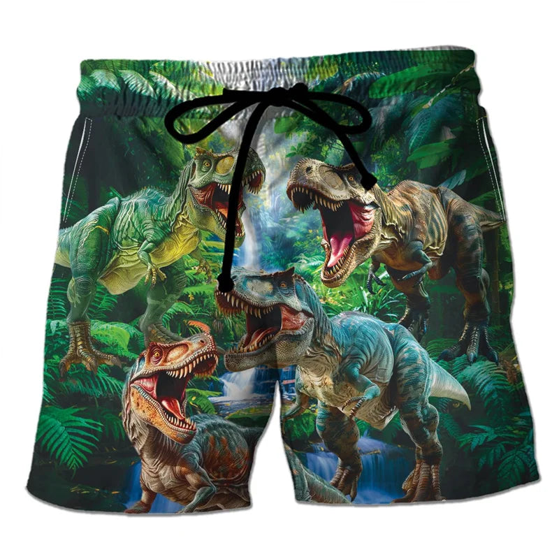 Funny 3D Printing Dinosaur Beach Shorts