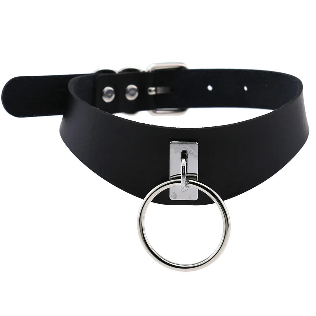 Gothic PU Leather Tassel Chain Choker Collars