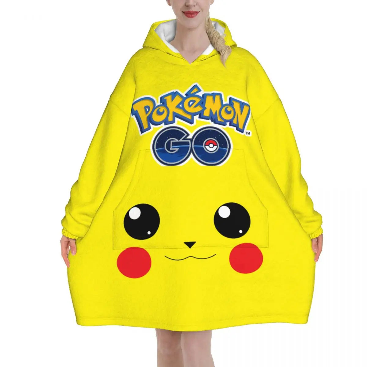 Pokemon Pikachus Blanket Hoodie Wearable Blanket Large with Pocket Warm Cozy Onesie