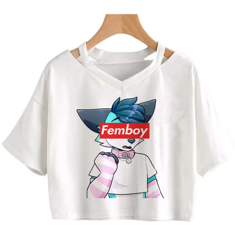 Femboy 90s vintage aesthetic crop top streetwear  2000s aesthetic tshirt