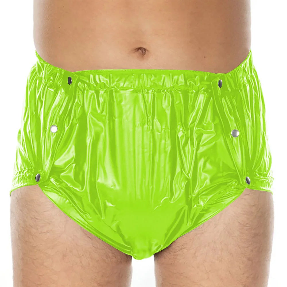 Unisex PVC Shiny Wetlook Button-up Sissy Knicker Nappy Covers for ABDL