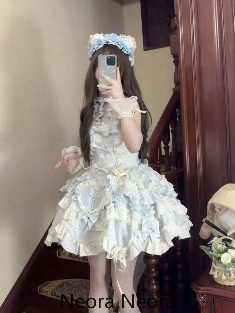Kawaii Lolita Dress Sweet Bow Design Off Shoulder