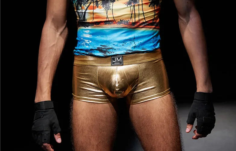 Mens PU Leather Underpants Boxer Shorts