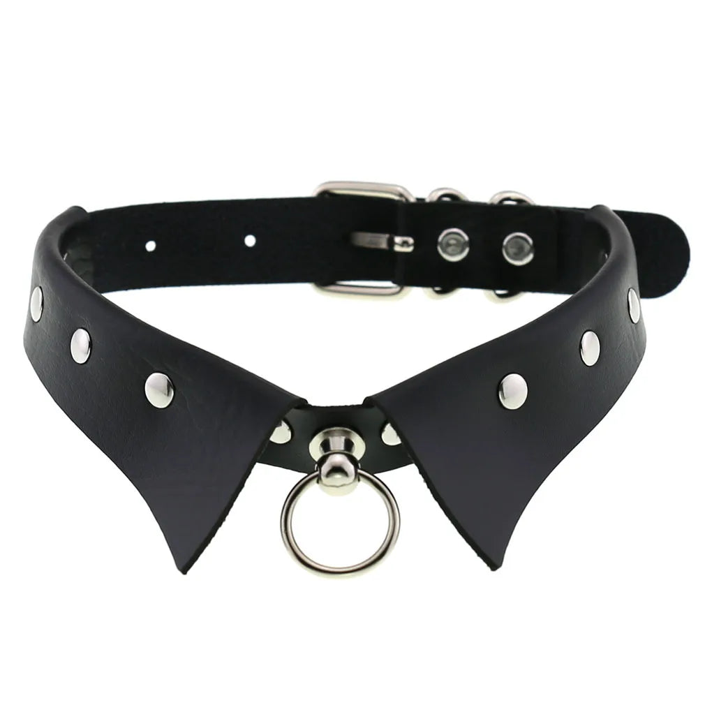 Gothic PU Leather Tassel Chain Choker Collars