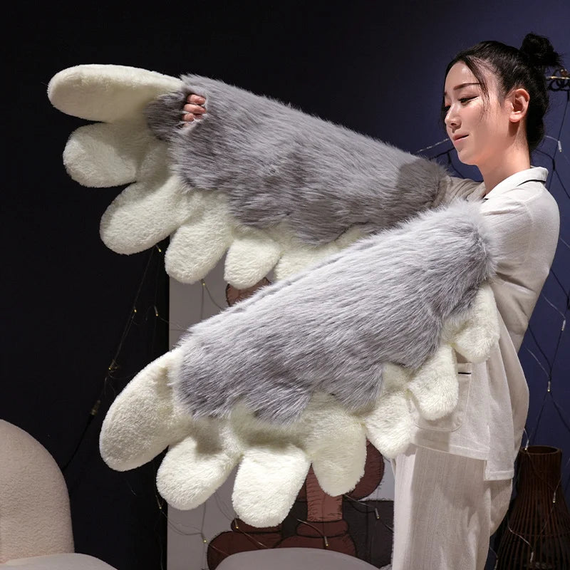 Kawaii Plush Furry Cat Gloves/ Furry Bird Wings or Furry Fox Paws