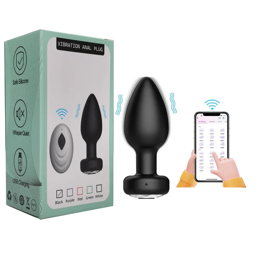 APP/Remote Control Anal Vibrator Wireless Bluetooth Butt Plug Stimulator Male Prostate Massager