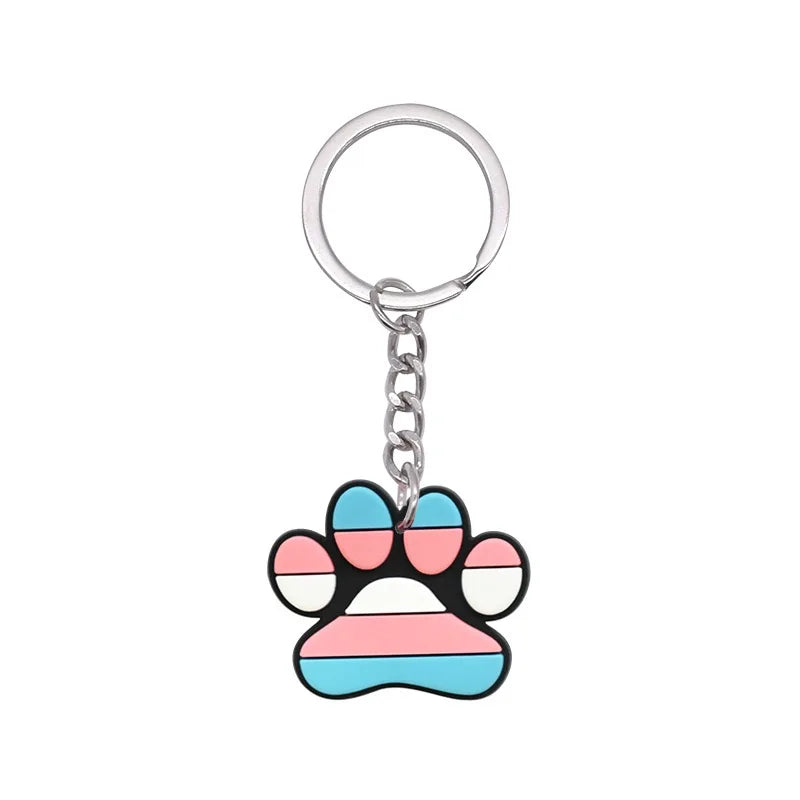 1-21Pcs Lovely Dog Paw PVC Keychain Backpack Charm Pendant