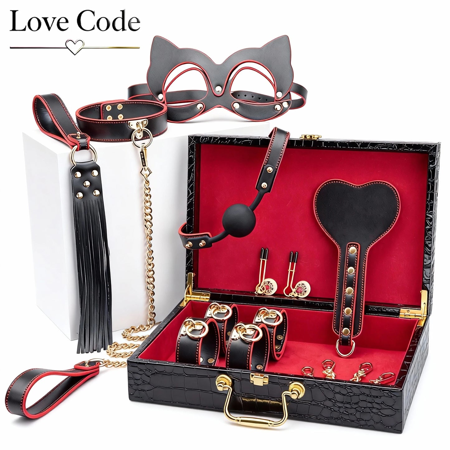 Genuine Leather BDSM Bondage Kits Sex Toys for Couples Handcuff Ankle Cuffs Collar Gag Hogtie Restraints SM Set Adult Love Games