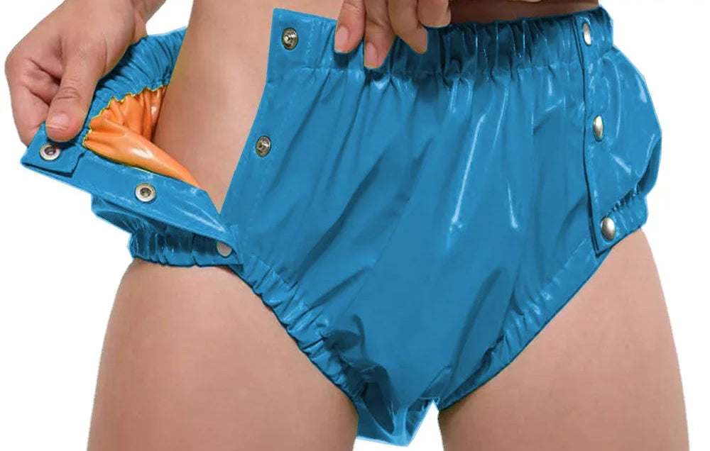 Shiny PVC Leather Double Layer Splicing Panties Sissy Cosplay Fetish