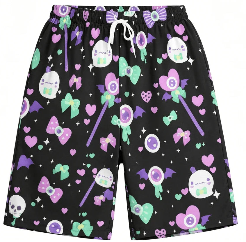 2026 Summer Rainbow Candy Series Casual Shorts Adult Large Breathable Quick Drying Beach Shorts Children Kawaii Party Dress