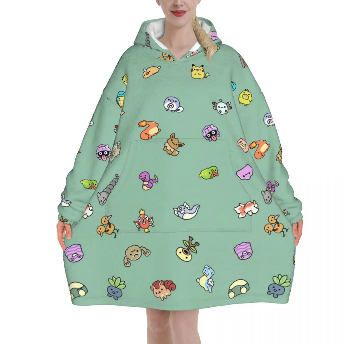 Oversized Pokemoned Pikachus Wearable Blanket Gifts for Women Men Ultrasoft Plush Warm Sweatshirt Blankets With Pocket