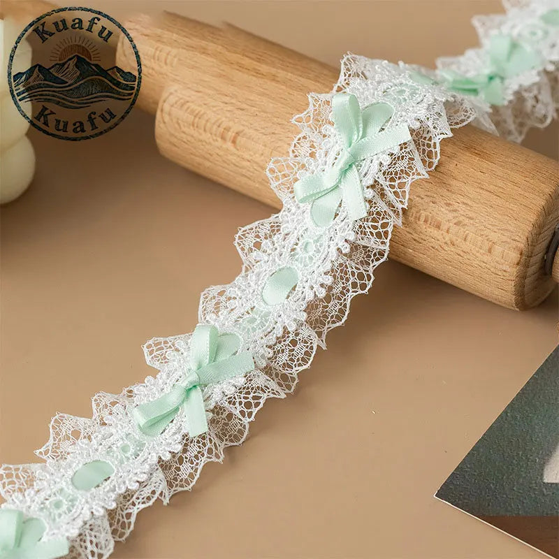 1 Yard Lace Trim Pleated Fabric Ruffle Ribbon Edge