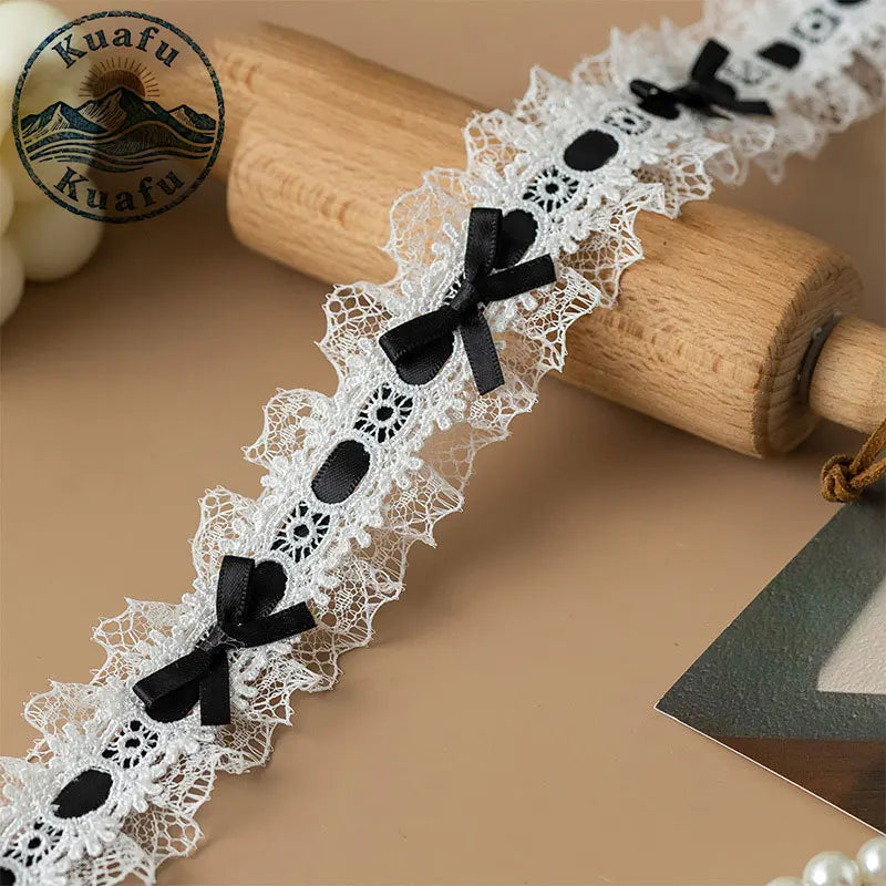 1 Yard Lace Trim Pleated Fabric Ruffle Ribbon Edge