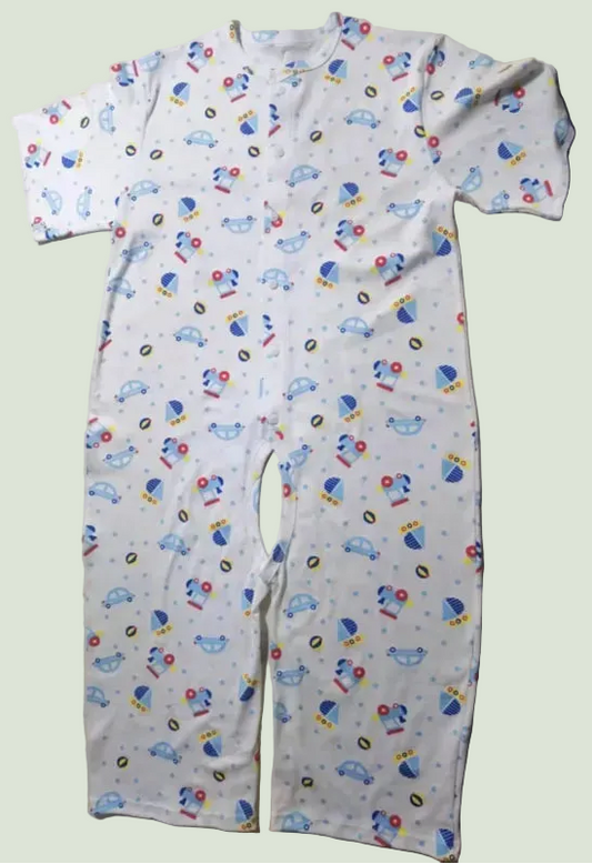 ABDL Pure Cotton Short Sleeved, Shorts Rompers With Open Crotch Button