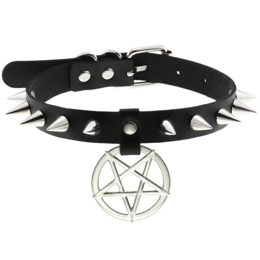 Gothic PU Leather Tassel Chain Choker Collars