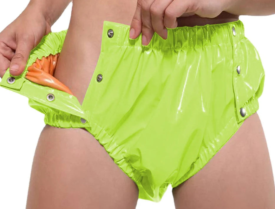 Sissy Double Layer Splicing Vinyl PVC Button-up Panties/Nappy Cover