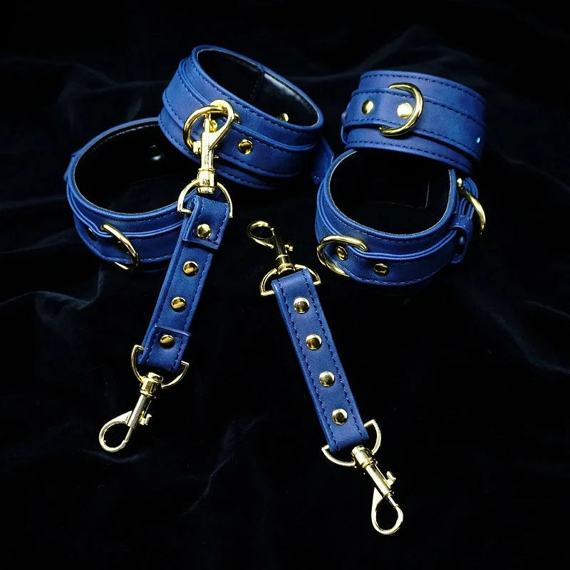Premium Grain Blue Bondage Kit Restraints Set Erotic BDSM Adult