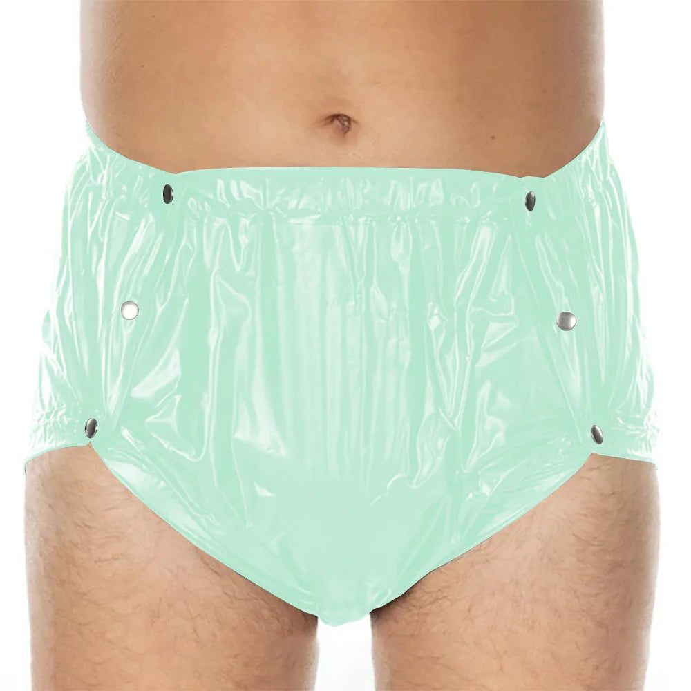 Unisex PVC Shiny Wetlook Button-up Sissy Knicker Nappy Covers for ABDL