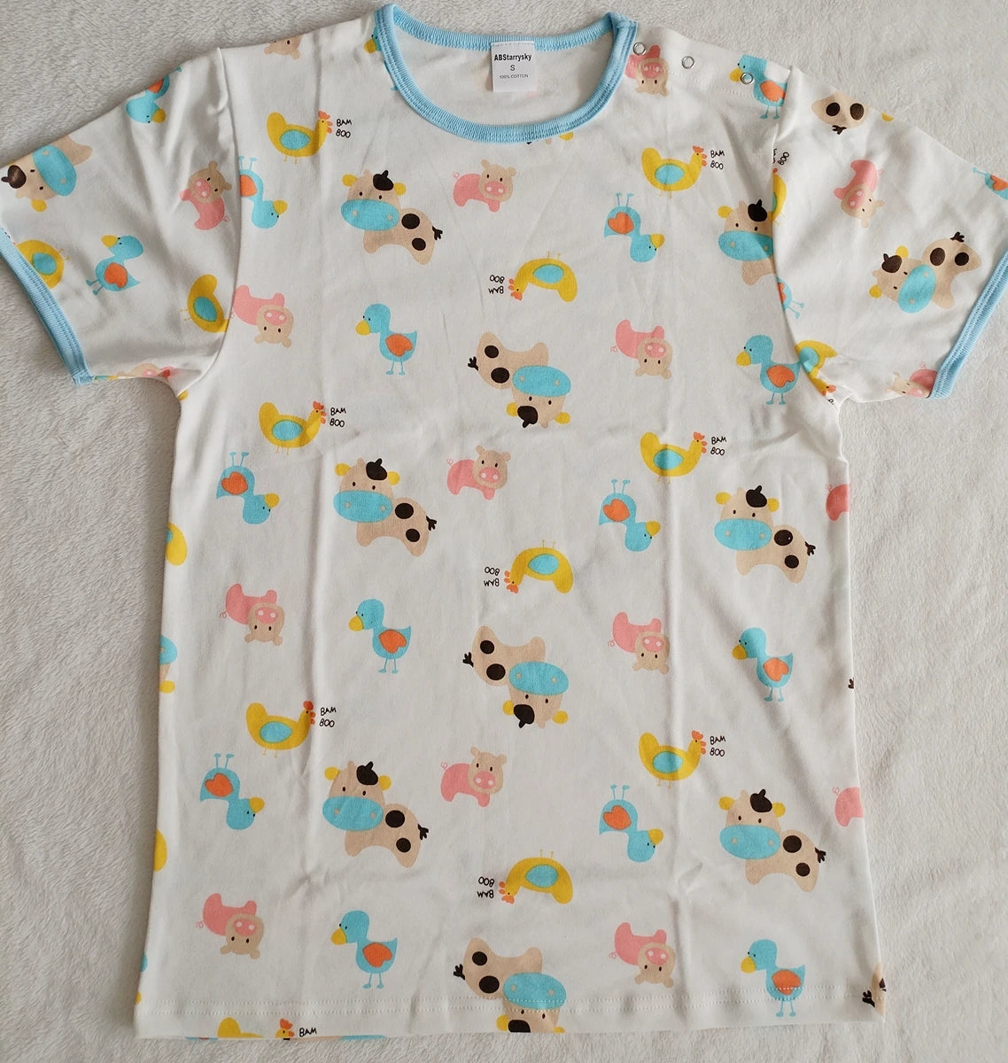 Plus Size ABDL Baby Cartoon Pattern T shirt With Snaps At One Shoulder