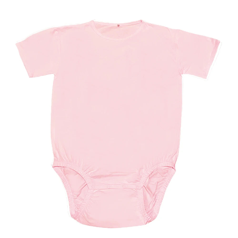 Classic Solid Pink, Blue, White or Black ABDL Adult Romper Snap Crotch