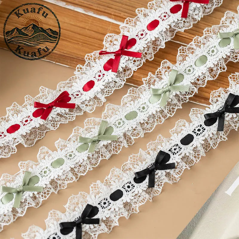1 Yard Lace Trim Pleated Fabric Ruffle Ribbon Edge