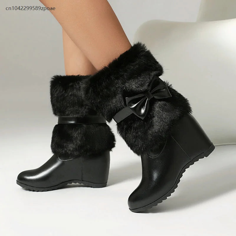 Women's Pink, Black or White Cute Plush Short Ankle Boots