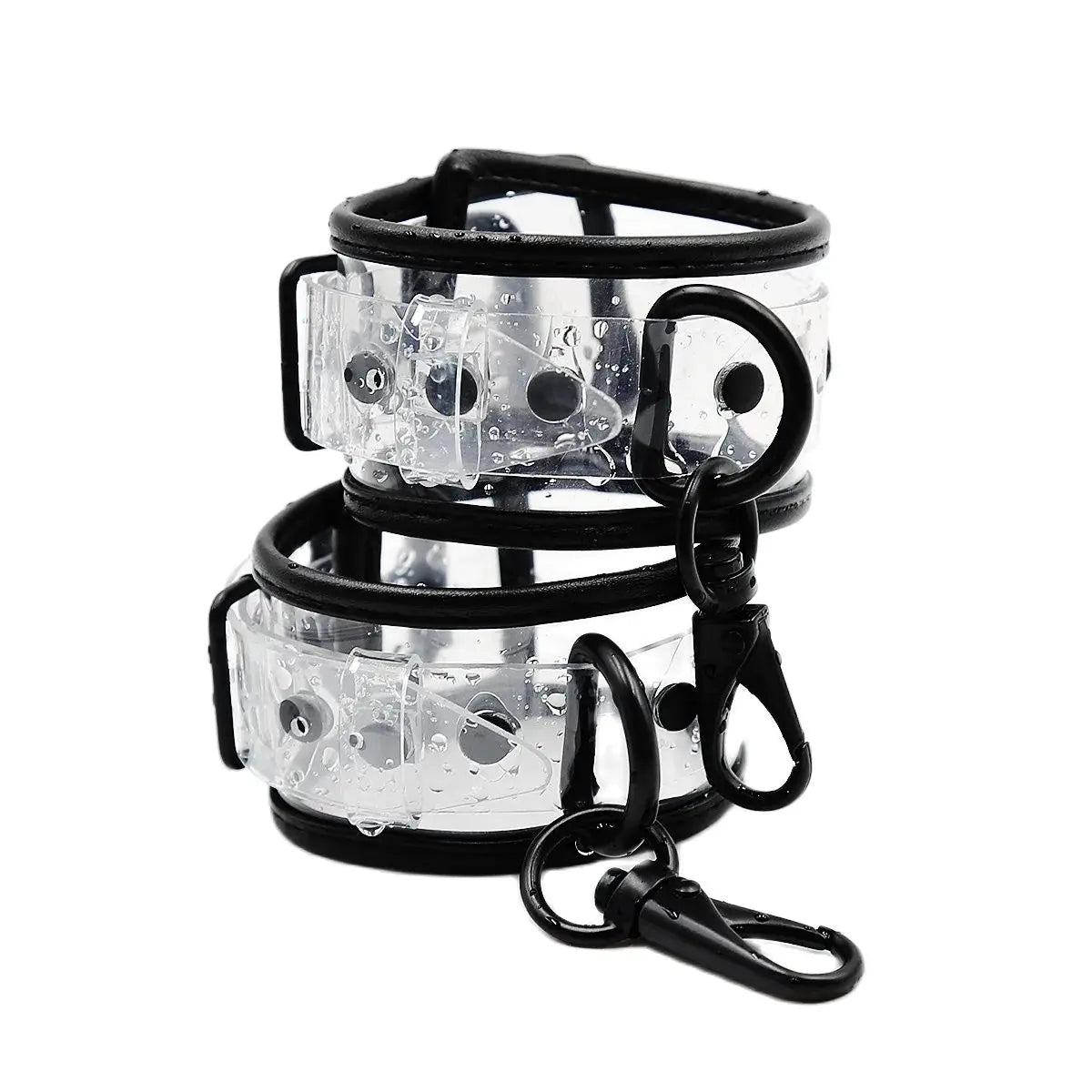 Transparent PVC Adjustable Handcuffs Ankle Cuffs Collar Bdsm Bondage Restraints Set