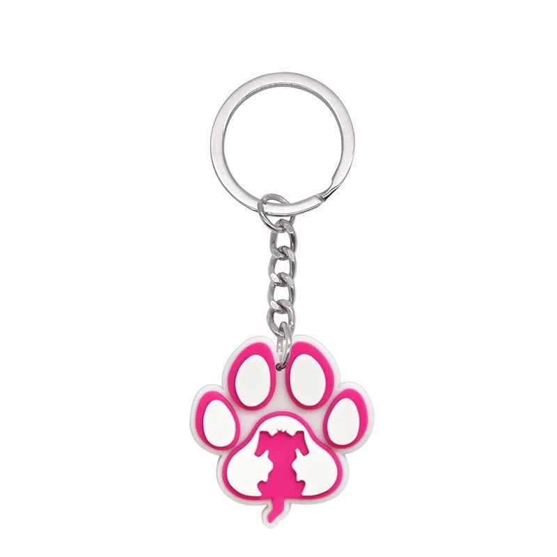 1-21Pcs Lovely Dog Paw PVC Keychain Backpack Charm Pendant