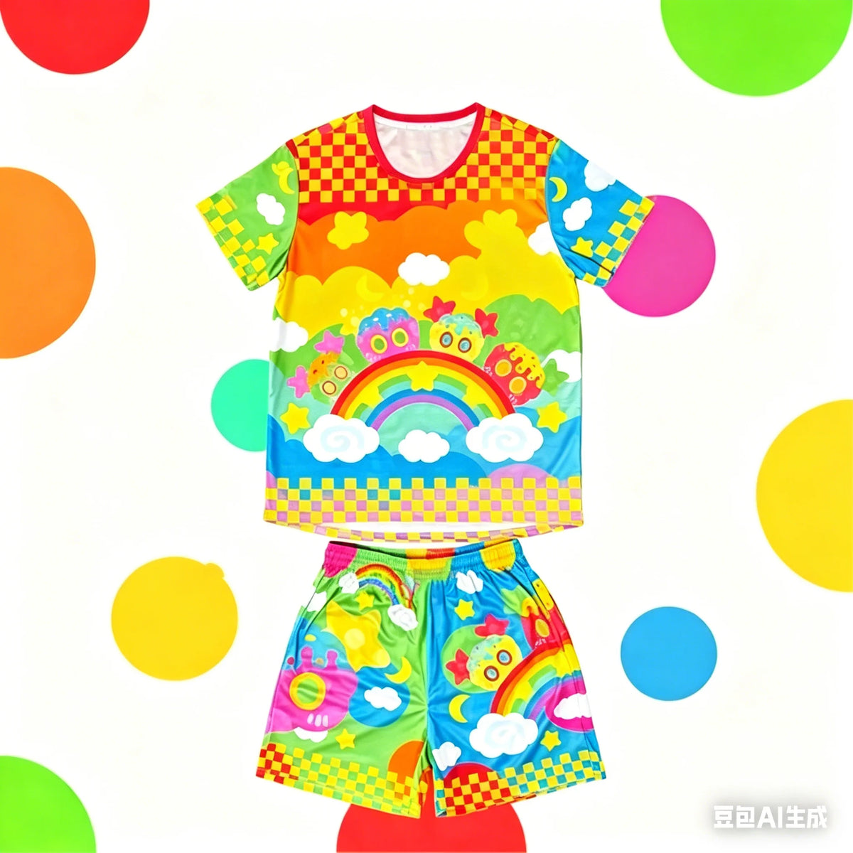 Adult Unisex Cake 3D Print Set Harajuku Style Short Sleeve and Shorts Two-Piece Set